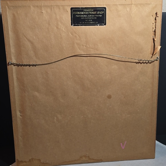 Framed Cross Stitch Bunny with Basket and Chickens - Pastel Blue Mat. 13" × 15" - Picture 6 of 8